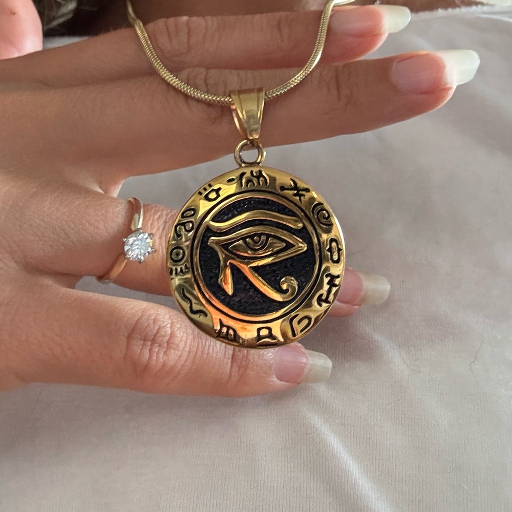 Gold and Black Eye of Horus Pendant Necklace